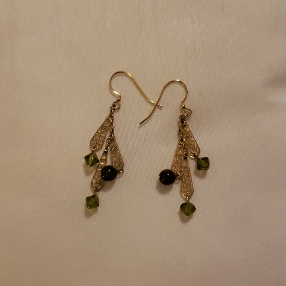Green and Gold Earrings